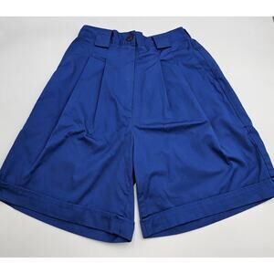 Vtg Girl Scouts Girl's Size 11/12 Blue High Rise Pleated Cuffed Uniform Shorts